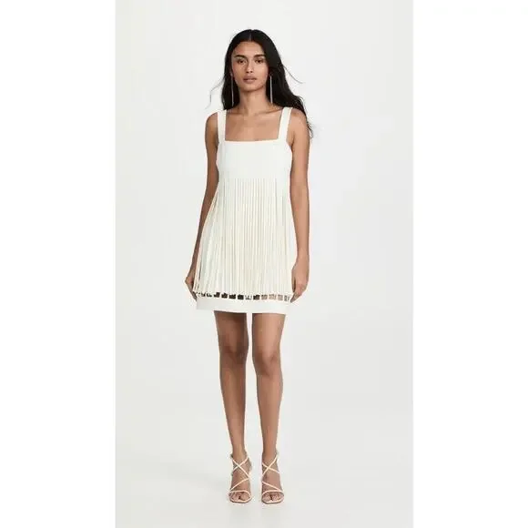 $650 Alexis SASKIA Alabaster Sleeveles Mini Fringe Dress Sz M Bridal Wedding - Picture 16 of 16